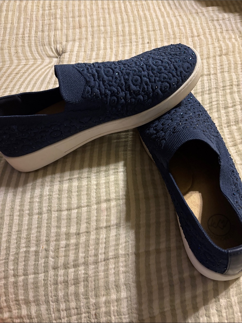 White Mountain Women's Light Gray Knit Slip-On Sneakers